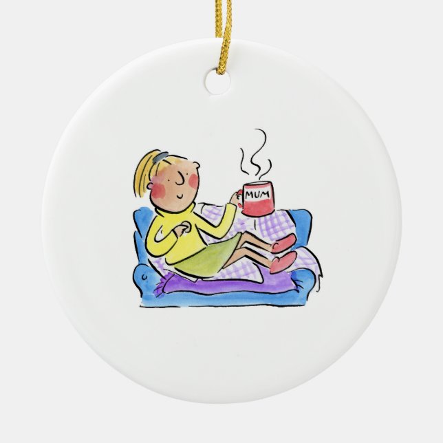 Morsa vid soffa julgransprydnad keramik (Framsidan)