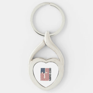 Morsdag Mormor Patriotisk Vintage Flagga Tröja Des Twisted Heart Silverfärgad Nyckelring