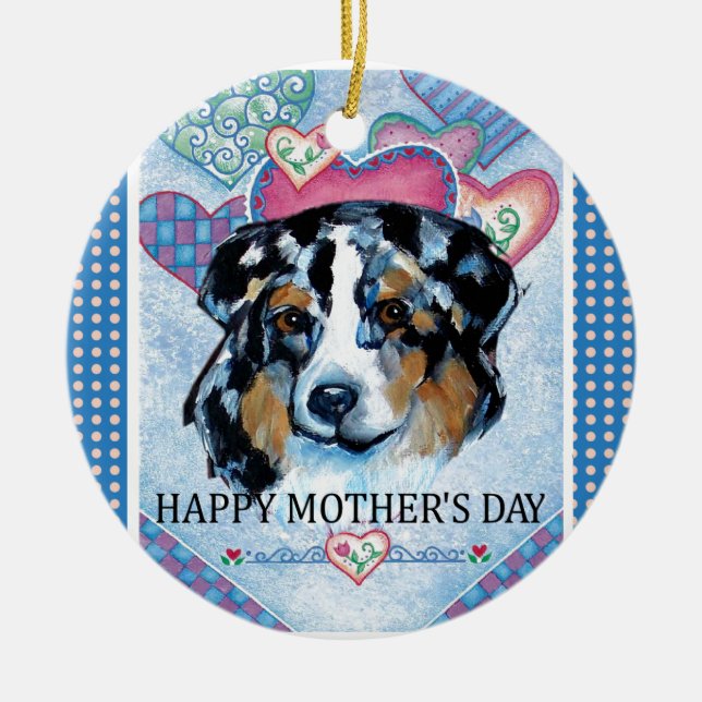MORSDAGENS AUSTRALIAN SHEPHERD JULGRANSPRYDNAD KERAMIK (Framsidan)