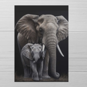 Morsdags elefant och unge  kort