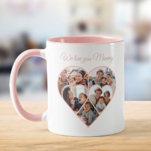 Morsdags fotokollage Hjärta Familjebild Mugg