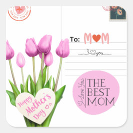 Morsdags fyrkantiga klistermärken