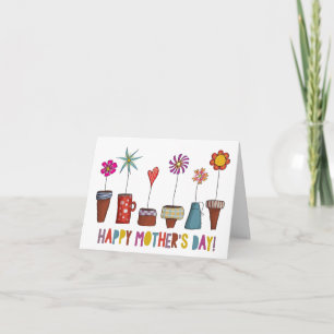 Morsdags kort - blommor i krukor