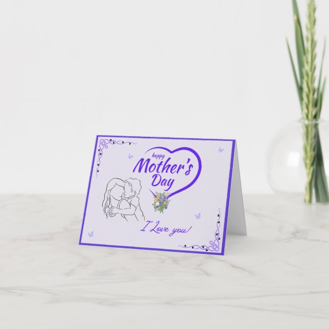 Morsdags kort Mor & Son Outline Heart Kort (Framsida)