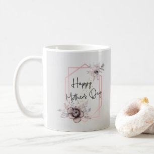 Morsdags Rosa och Grå Blommig med Foto Kaffemugg