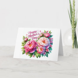 Morsdags rosa peonblommor semesterkort helgkort