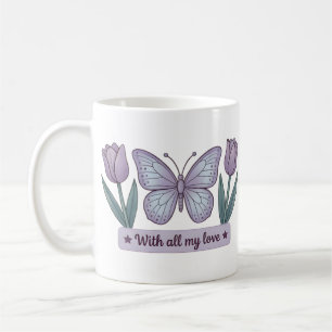 Morsdagsblommor - Min älskling fjäril Tulpaner Kaffemugg