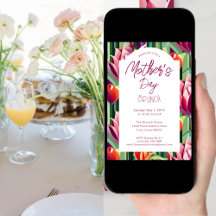 Morsdagsbrunch Vit Botanisk Mönster