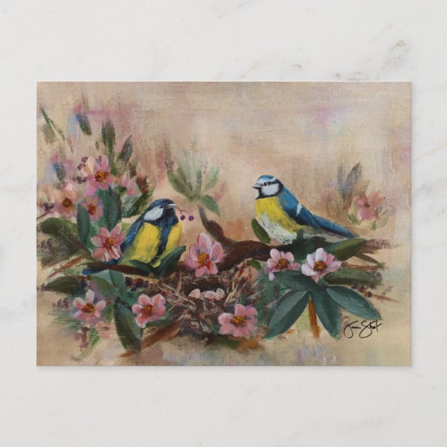 Morsdagsfåglar Inbjudan Vykort (Framsida)