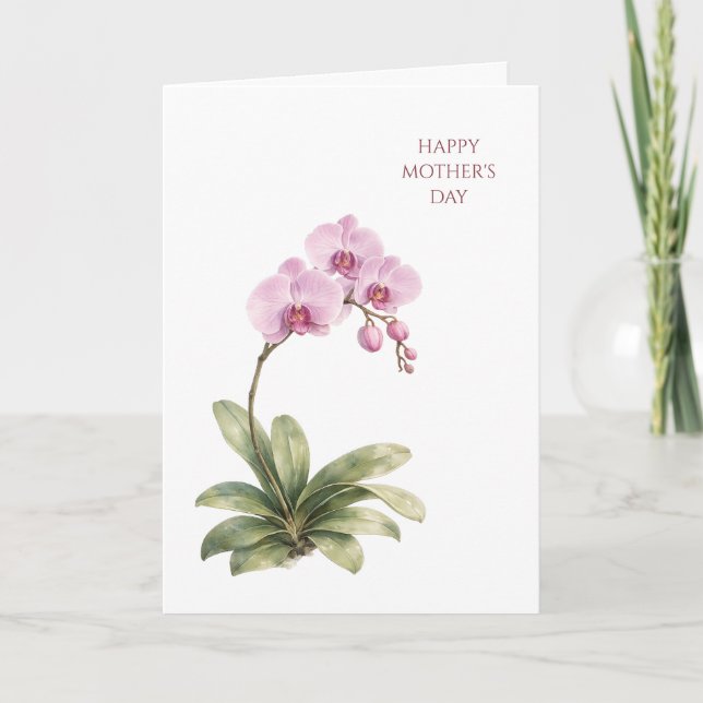 Morsdagskort Akvarell Orkidé Blommig Elegant Kort (Framsida)