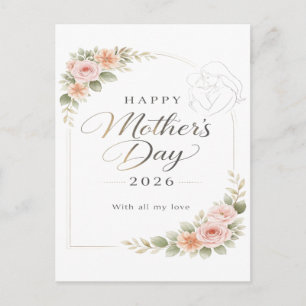 Morsdagskort — Blommig ram "Glad mors dag" Vykort