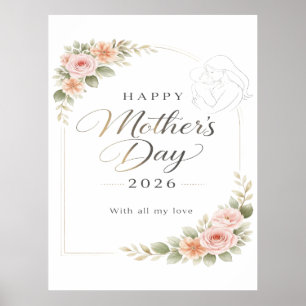 Morsdagskort — Blommig ram "Glad morsdag" Poster