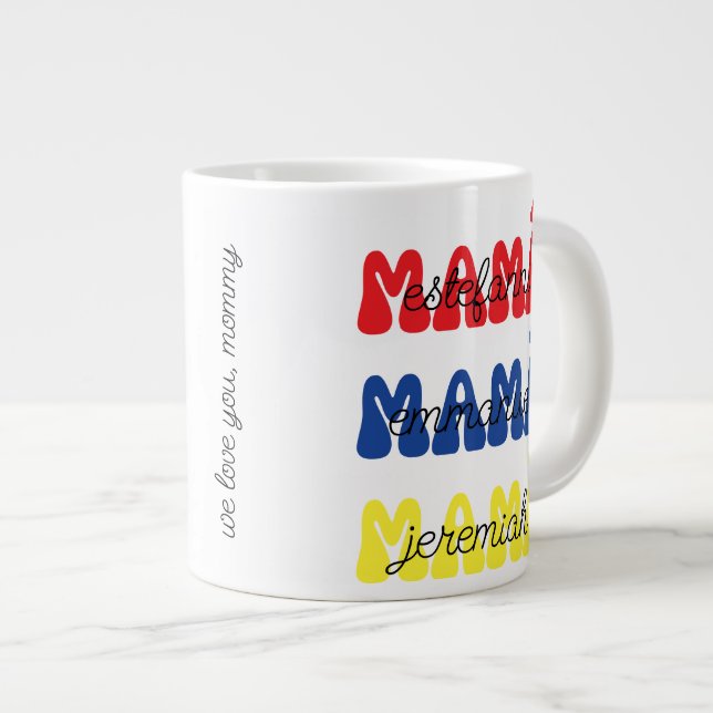 Morsdagspresent Mamá Retro Barnnamn Jumbo Mugg (Framsida höger)
