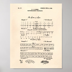Morse Code 1848 Patent Art Old Peper Poster