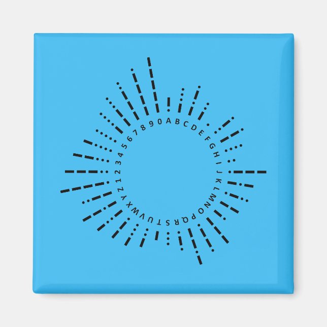 Morse Code Alfabet – Cyber Blue Tech Design Magnet (Framsidan)