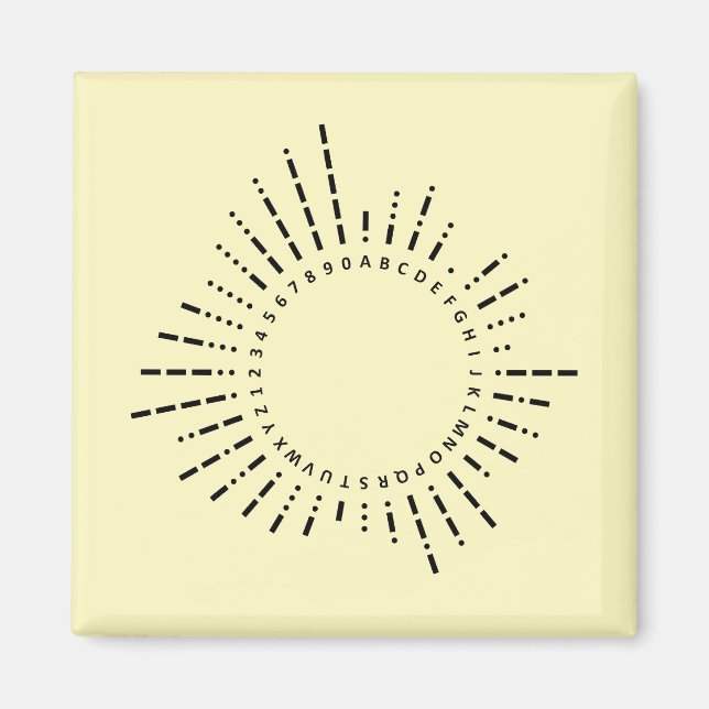 Morse Code Alfabet – Mjuk Gul Lärande Magnet (Framsidan)