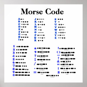 Morse Code Alphabet, Nummer, interpunktion Poster