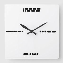 Morse Code Clock 3, 6, 9, 12 Fyrkantig Klocka