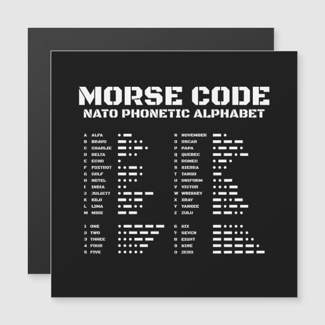Morse Code & Nato Education Design Black & White (Fram/baksida)