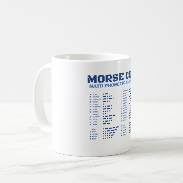 Morse Code Nato Phonetic Alphabet Kaffemugg (Framsida vänster)