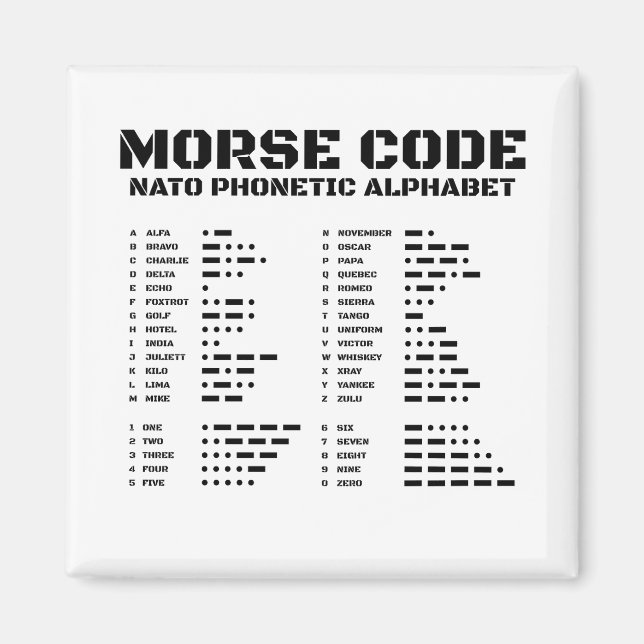 Morse Code Nato Phonetic Alphabet Magnet (Framsidan)