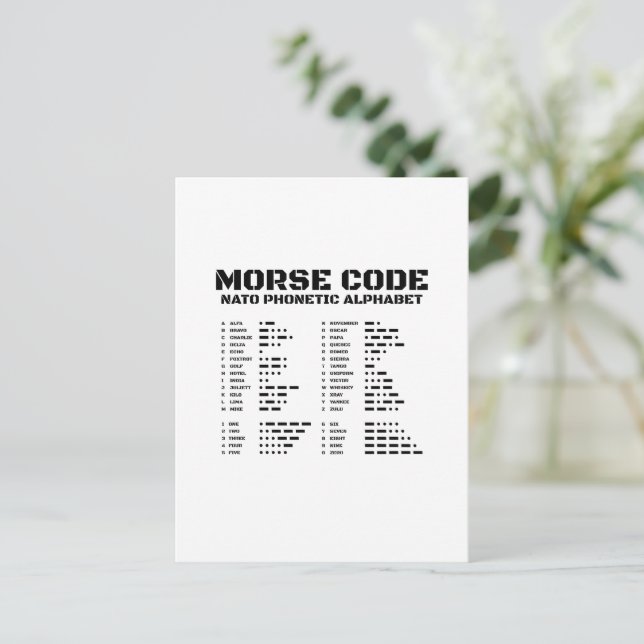 Morse Code Nato Phonetic Alphabet Vykort (Stående Fram)