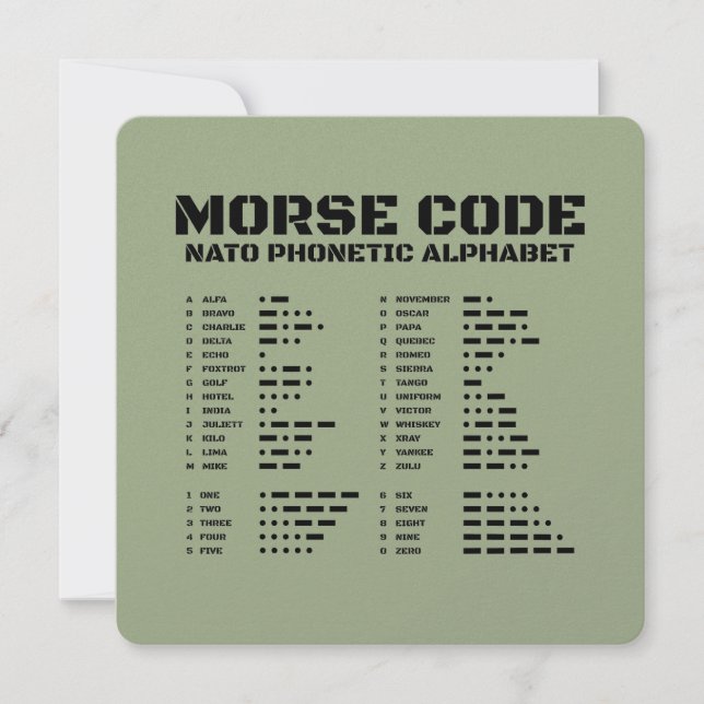 Morse Code NATO Tactical Signal Reference Card A Z Inbjudningar (Framsida)
