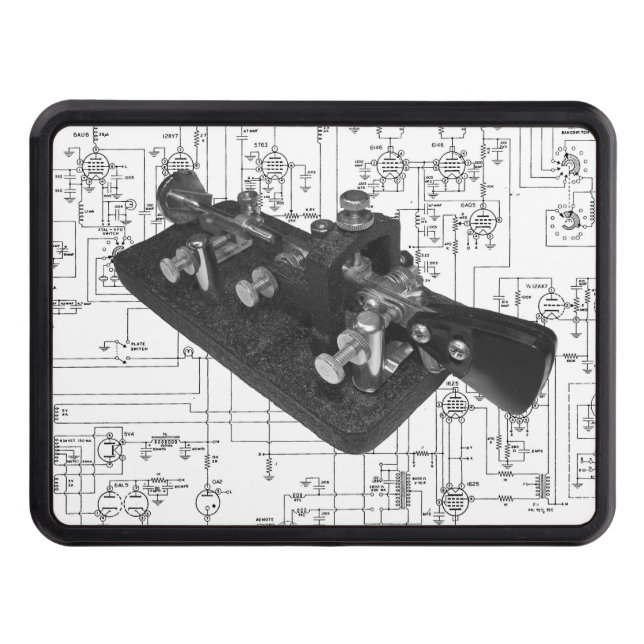 Morse Code Radio Nyckel Schematic Hitch Cover Dragkroksskydd (Framsidan)