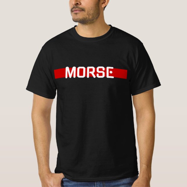 Morse Code Red Line - Amateur Radio T Shirt (Framsida)