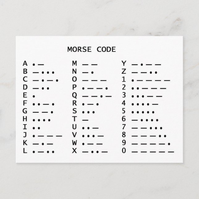 MORSE CODE VYKORT (Framsida)