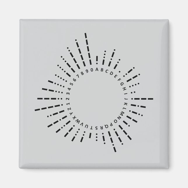Morse-kodalfabetet – design i stålgrått magnet (Framsidan)