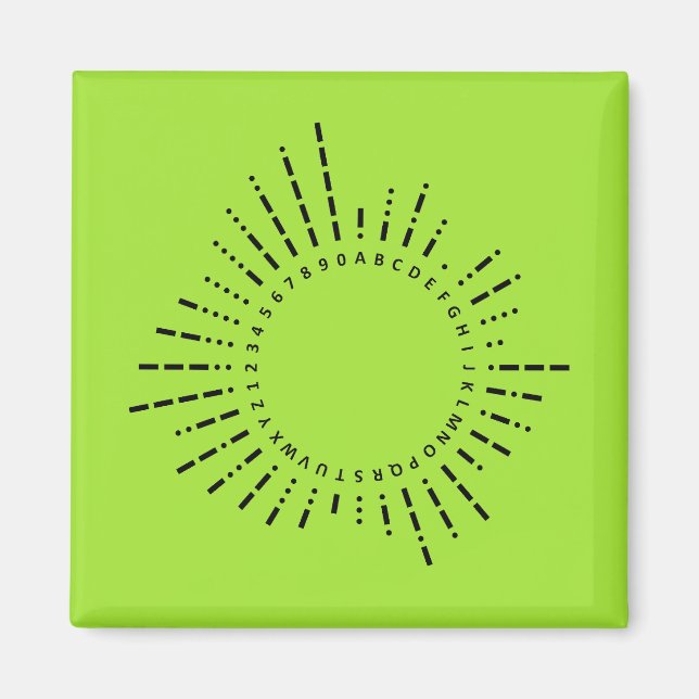 Morse-kodalfabetet – Neon Lime Tech Magnet (Framsidan)