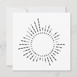 Morse-kodscirkelkort A–Z & 0–9 Minimalistiskt Inbjudningar