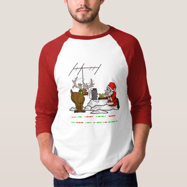 Morsealfabet Santa & Rudolph julTshirt Tee (Framsida)