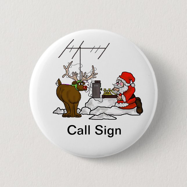 Morsealfabetet Santa & Rudolph Customizeable Knapp (Framsida)