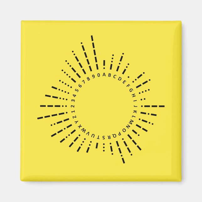 Morsekodalfabetet – Teknisk gul design Magnet (Framsidan)