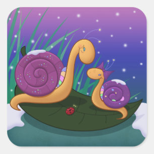 Morsnigel och Tilly Fyrkantigt Klistermärke