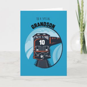 Morson 10:e födelsedagen Tåg, lille pojke, blå Kort