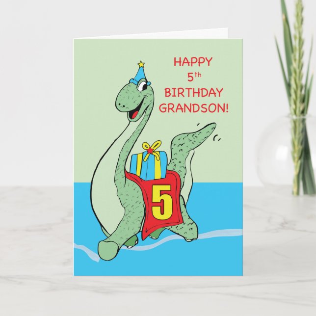 Morson, 5:e födelsedagen Dinosaur Kort (Framsida)