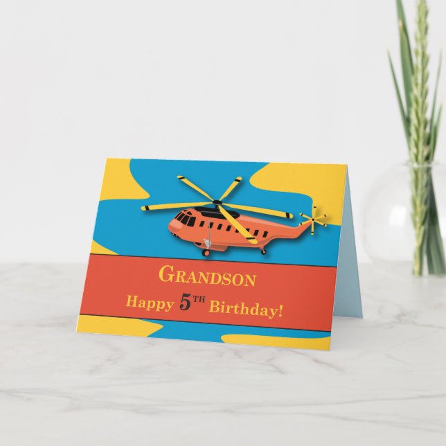 Morson, 5:e födelsedagen med helikopter kort (Framsida)