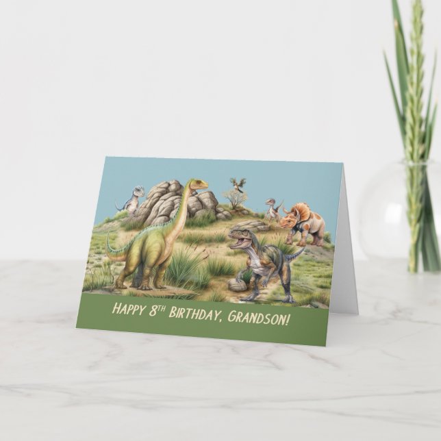Morson 8:e födelsedag Baby Dinosaur Life-like Kort (Framsida)