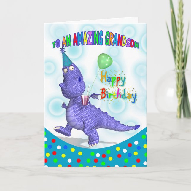 Morson Birthday med Lila Dragon Kort (Framsida)
