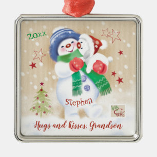 Morson, julen Snö Boy Hugs Puppy Julgransprydnad Metall