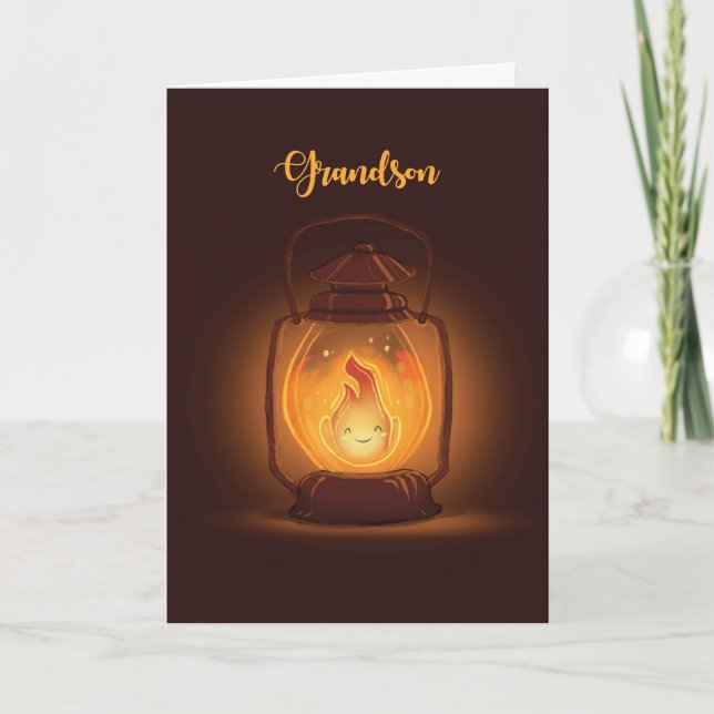 Morson tänker på dig på Camp med Lantern Kort (Framsida)
