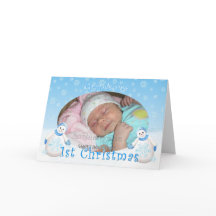 Morsons första julfoto-Snögubbe-kort