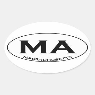 MORSOR - Massachusetts USA Ovallogotyp Ovalt Klistermärke