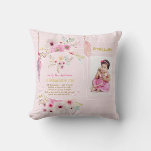 Morstare Dikt PHOTO Birthday Rosa Flowers Kudde