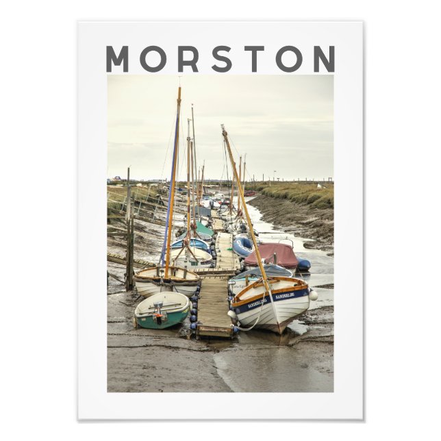 Morston Båtar vid Lågvatten, Nord Norfolk Fototryck (Framsidan)