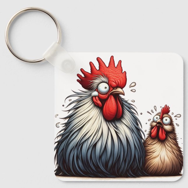 "Mort & Pepper Silkie" Duo Aluminum Keychain Nyckelring (Framsida)