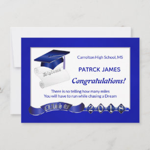 Morta &, diploma, Royal blue Studentfest Inbjudningar